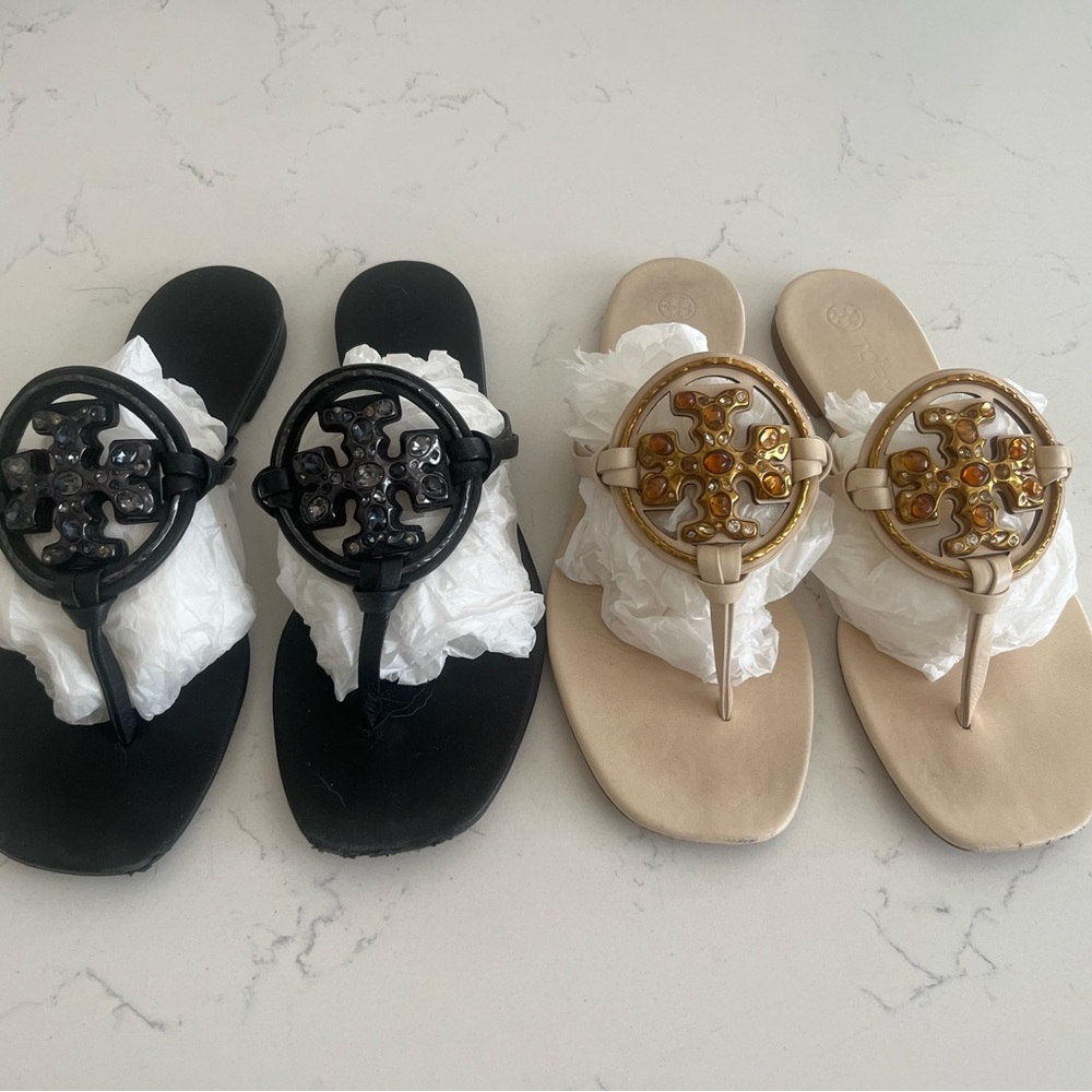 ❌SOLD Tory Burch Black and Cream Sandals